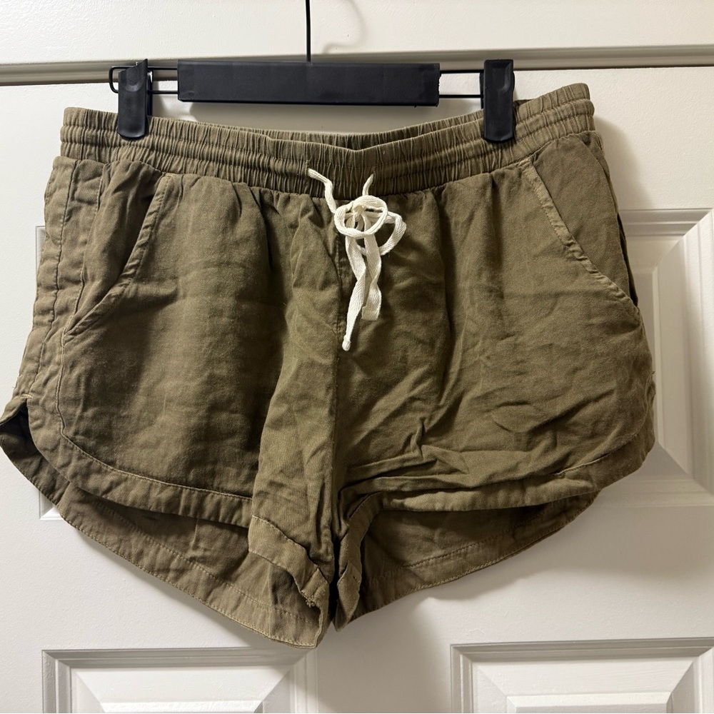 Billabong Green Linen Shorts Lightweight Drawstring